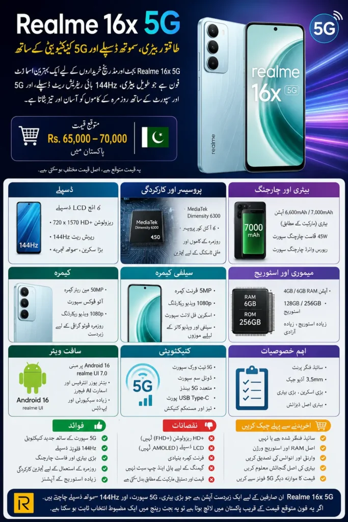 Realme 16x 5G Price Details Check 2026 – Specifications, Features and Expected Price in Pakistan