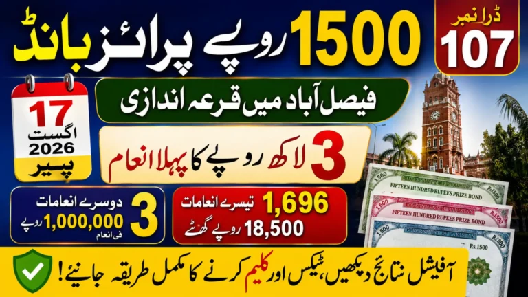 Prize Bond Rs1500 Draw Scheduled for 17 August 2026